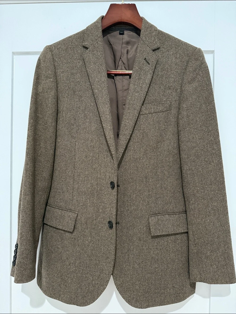 J. Crew Brown Herringbone Wool-Blend Blazer